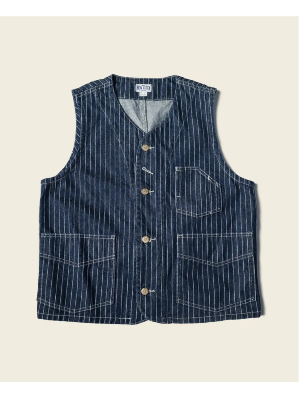 Non Stock Vintage 1930s Wabash Stripe Work Vest Railroad Workwear Jean Waistcoat